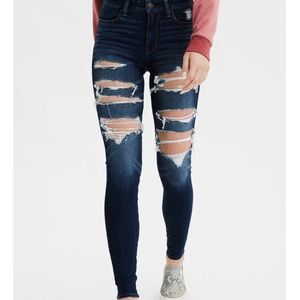 AEO Highest Rise Ripped Destroyed Jeggings